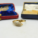 9ct Yellow Gold & Diamond Dolphin Form Band Ring Vintage c1990 Birmingham