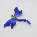 Sterling Silver Blue Enamel Dragonfly Sweetheart Brooch Antique c1910 Edwardian