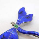 Sterling Silver Blue Enamel Dragonfly Sweetheart Brooch Antique c1910 Edwardian