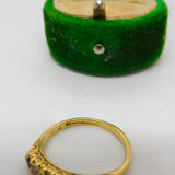 18ct Yellow Gold, Garnet & Diamond Victorian Style Boat Ring Vintage 1973