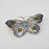 Sterling Silver Colourful Enamel Butterfly Brooch Pin Antique 1918 Birmingham