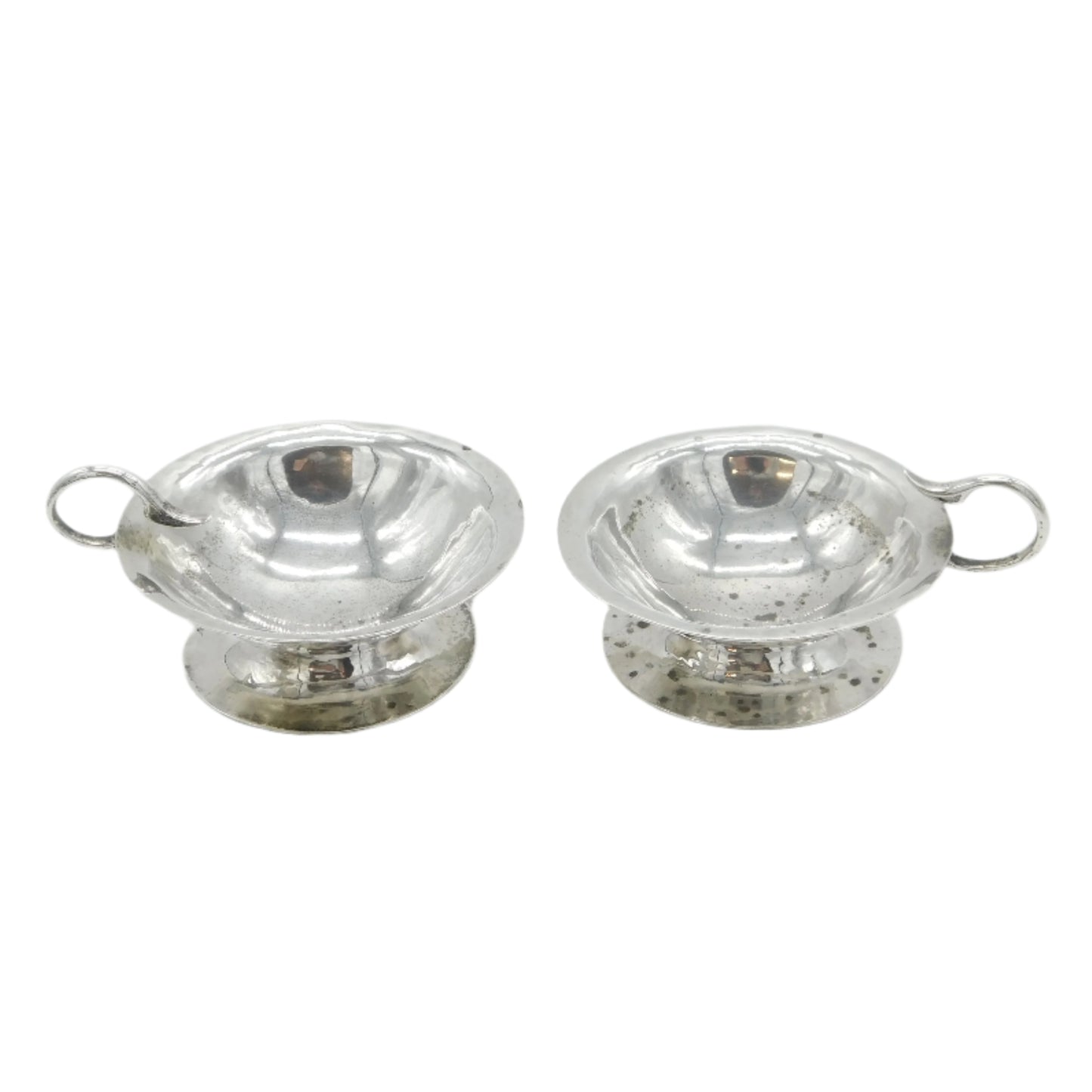 Arts & Crafts Planished Sterling Silver Salt Cellars A.E. Jones Antique 1903 Edwardian