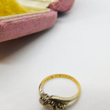 Diamond 18ct Yellow Gold and Platinum Trilogy Ring Antique Art Deco c1920