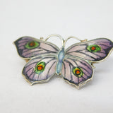 Sterling Silver Colourful Enamel Butterfly Brooch Pin Antique 1918 Birmingham