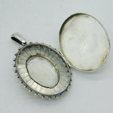 Large Victorian Sterling Silver Floral Monogram Locket Pendant Antique