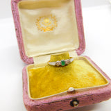 Emerald and Diamond 18ct Yellow Gold and Platinum Ring Antique Art Deco
