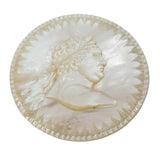 George III Bull Head Carved Mother of Pearl Panel Plaque Antique c1800