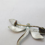 Sterling Silver & Green-Yellow Enamel Dragonfly Sweetheart Brooch Antique c1910