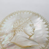George III Bull Head Carved Mother of Pearl Panel Plaque Antique c1800