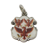 Edwardian Sterling Silver Enamel Heraldic Crest Shield Pendant Antique 1905 Birmingham