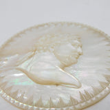 George III Bull Head Carved Mother of Pearl Panel Plaque Antique c1800