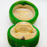 Victorian 18ct Yellow Gold, Diamond & Paste Boat Ring Antique c1890