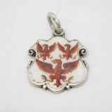 Edwardian Sterling Silver Enamel Heraldic Crest Shield Pendant Antique 1905 Birmingham