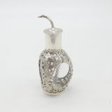 Chinese Export Sterling Silver & Dimpled Glass Soy Pourer Antique c1940 Deco