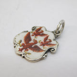 Edwardian Sterling Silver Enamel Heraldic Crest Shield Pendant Antique 1905 Birmingham