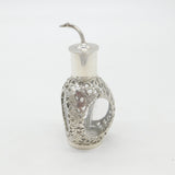 Chinese Export Sterling Silver & Dimpled Glass Soy Pourer Antique c1940 Deco