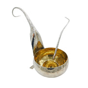 S.E.W Studio Sterling Silver Large Planished Tail Form Punch Bowl & Ladle 2006 London