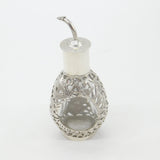 Chinese Export Sterling Silver & Dimpled Glass Soy Pourer Antique c1940 Deco