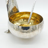 S.E.W Studio Sterling Silver Large Planished Tail Form Punch Bowl & Ladle 2006 London