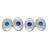 Pair of Sterling Silver & Blue Enamel Gents Cufflinks Vintage 1973 London