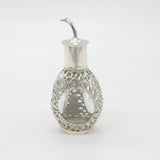 Chinese Export Sterling Silver & Dimpled Glass Soy Pourer Antique c1940 Deco