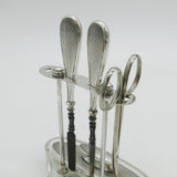 Sterling Silver Moulded Glass Vanity Kit on Stand Antique 1929 Birmingham Deco