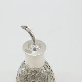 Chinese Export Sterling Silver & Dimpled Glass Soy Pourer Antique c1940 Deco