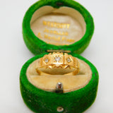 Victorian 18ct Yellow Gold Three Stone Diamond Boat Ring Antique c1880