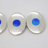 Pair of Sterling Silver & Blue Enamel Gents Cufflinks Vintage 1973 London