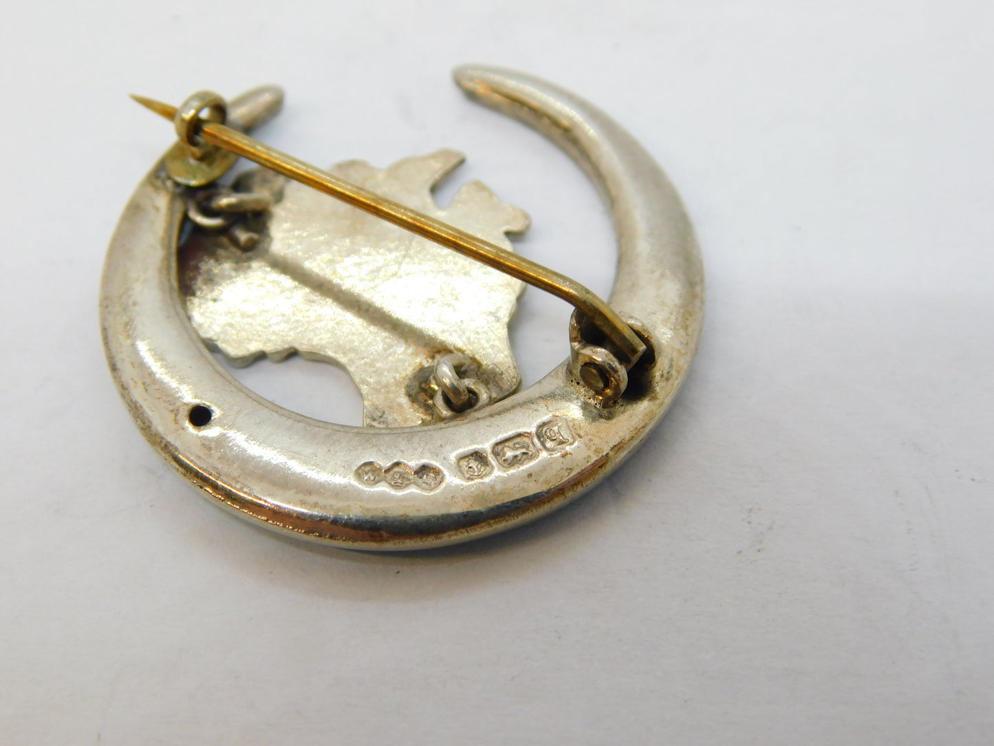 Australian Sterling Silver Blue Enamel Souvenir Sweetheart Brooch Antique 1915 Birmingham