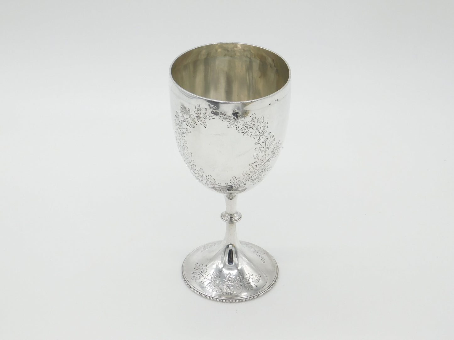 Victorian Sterling Silver Floral Goblet Chalice Antique 1883 Sheffield Walker & Hall