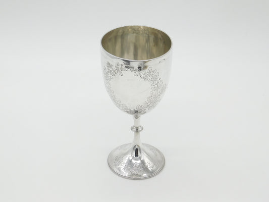 Victorian Sterling Silver Floral Goblet Chalice Antique 1883 Sheffield Walker & Hall