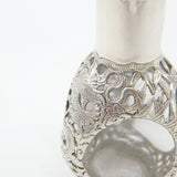 Chinese Export Sterling Silver & Dimpled Glass Soy Pourer Antique c1940 Deco