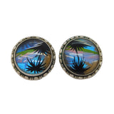 TLM Sterling Silver Morpho Butterfly Wing Pair of Clip-On Earrings Antique c1930