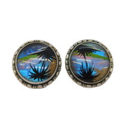 TLM Sterling Silver Morpho Butterfly Wing Pair of Clip-On Earrings Antique c1930