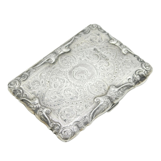 Edwardian Sterling Silver Floral Pattern 'Aide-Memoire' Case Antique 1904 Birmingham