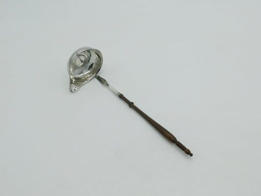 Georgian Sterling Silver Wooden Handle Carlos III Coin Toddy Ladle 1785 Antique