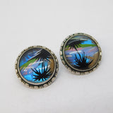 TLM Sterling Silver Morpho Butterfly Wing Pair of Clip-On Earrings Antique c1930