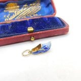 14ct Yellow Gold & Blue Enamel Dutch Clog Charm Antique c1940 Art Deco AF