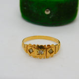 Victorian 18ct Yellow Gold Three Stone Diamond Boat Ring Antique c1880