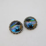 TLM Sterling Silver Morpho Butterfly Wing Pair of Clip-On Earrings Antique c1930