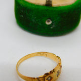 Victorian 18ct Yellow Gold Three Stone Diamond Boat Ring Antique c1880