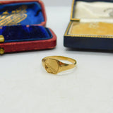 Small 9ct Yellow Gold Classic Signet Ring Vintage c1970 Birmingham Size K UK