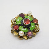 19th Century Austro-Hungarian Sterling Silver Gilt, Garnet, Enamel Brooch c1880