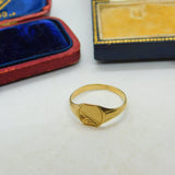 Small 9ct Yellow Gold Classic Signet Ring Vintage c1970 Birmingham Size K UK