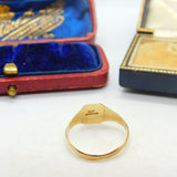 Small 9ct Yellow Gold Classic Signet Ring Vintage c1970 Birmingham Size K UK
