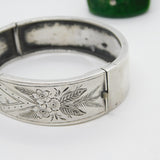 Victorian Sterling Silver Aesthetic Bird Floral Pattern Bangle Antique 1883 Birmingham