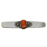 Victorian Arts & Crafts Silver & Red Coral Cameo Brooch Antique c1890