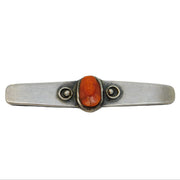 Victorian Arts & Crafts Silver & Red Coral Cameo Brooch Antique c1890