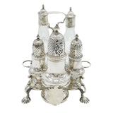 George II Sterling Silver Cut Glass Five-Piece Cruet Set Antique 1751 London